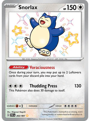 Snorlax - 202/091 - Shiny Rare - Ingles
