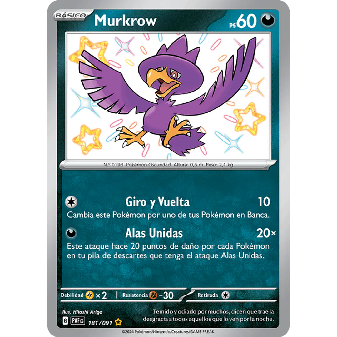 Murkrow - 181/091 - Shiny Rare - Español 1