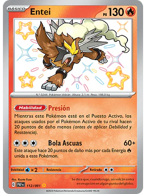 Entei Shiny 112/091 - Singles Pokemon TCG