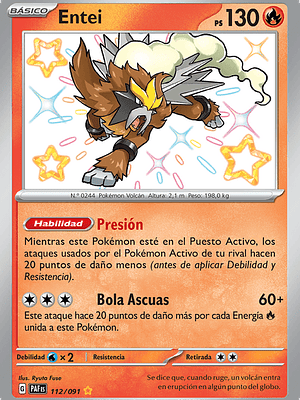 Entei Shiny 112/091 - Singles Pokemon TCG