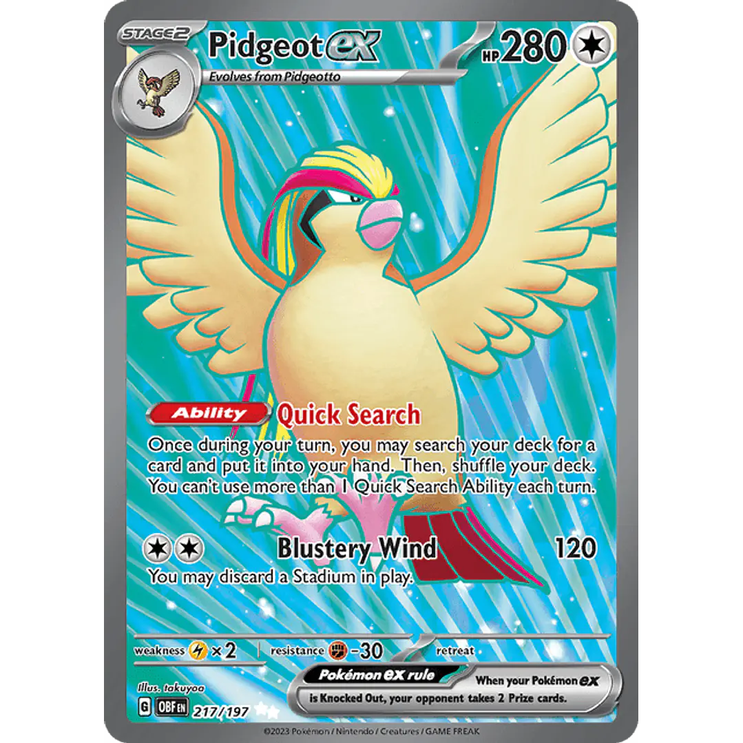 Pidgeot ex - 217/197 - Full Art Secret Rare - Ingles 1