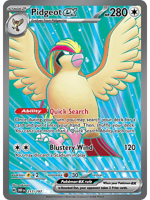 Pidgeot ex - 217/197 - Full Art Secret Rare - Ingles