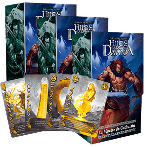 PREVENTA 3 RELATOS DE HIJOS DE DAANA - MUERTE DE CUCHULAIN + 2 CARTAS SECRETAS AL AZAR