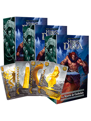 PREVENTA 3 RELATOS DE HIJOS DE DAANA - MUERTE DE CUCHULAIN + 2 CARTAS SECRETAS AL AZAR