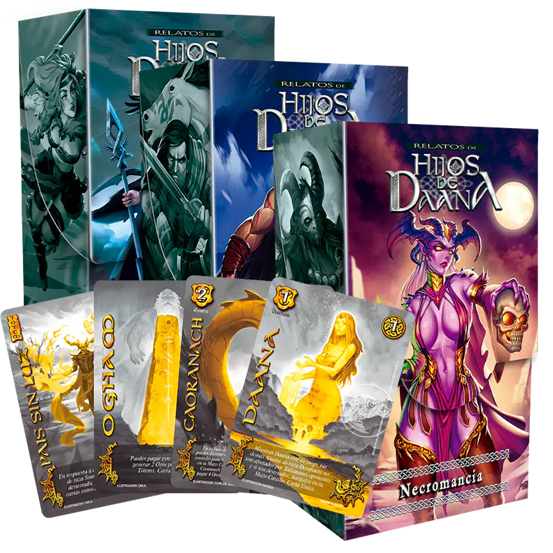 RELATOS DE HIJOS DE DAANA - LUZ ESMERALDA + NECROMANCIA + MUERTE DE CUCHULAIN + 2 CARTAS SECRETAS AL AZAR 1