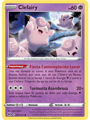 CLEFAIRY  062/196 - Singles Pokemon TCG