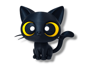 FIGURA GATO NEGRO 3D – MIRADA HIPNÓTICA (10 CM)