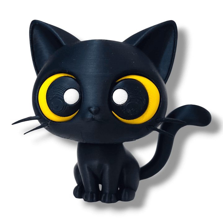 FIGURA GATO NEGRO 3D – MIRADA HIPNÓTICA (10 CM) 1