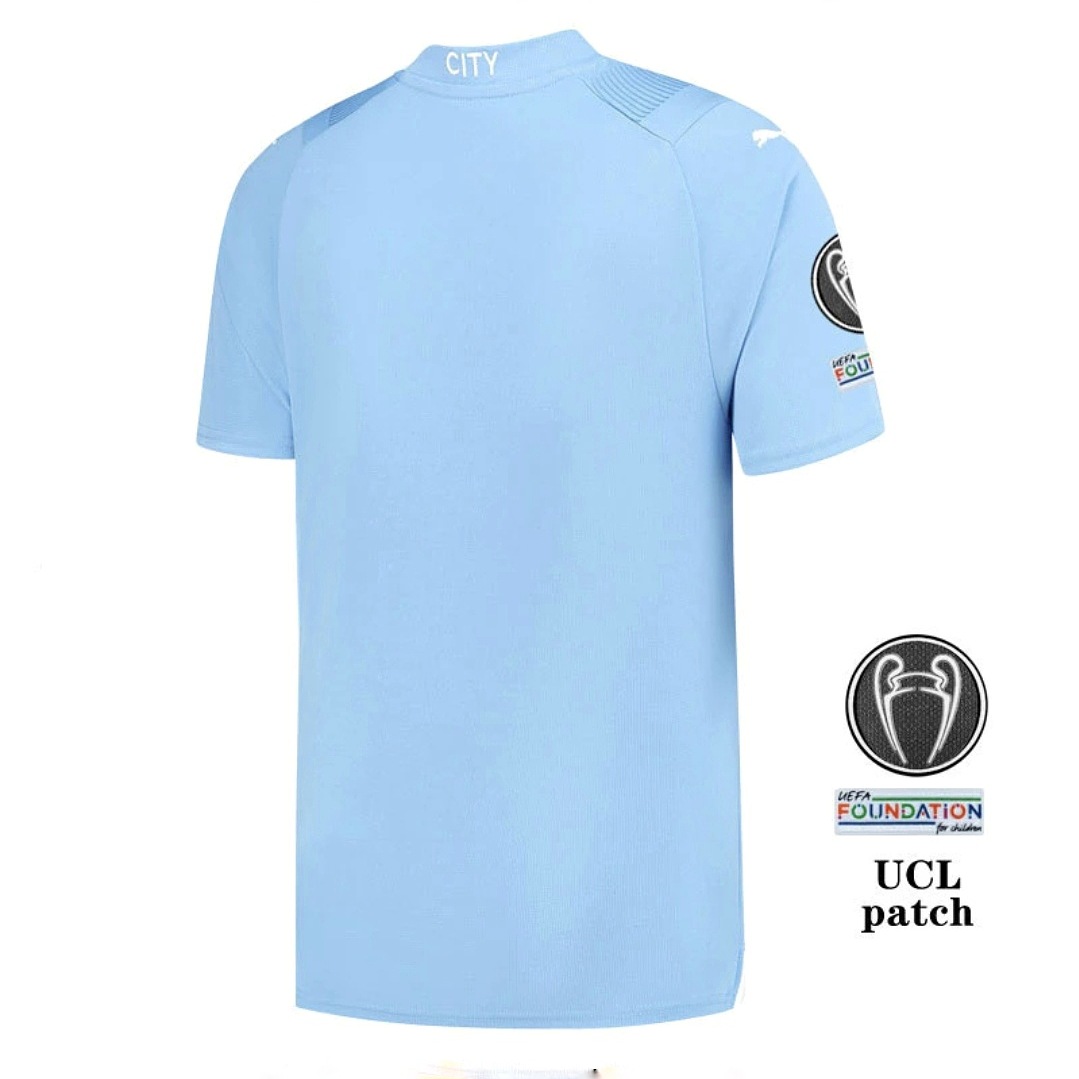 Camiseta  Manchester City  F. C.  Hombre Local  23/24 Versión Jugador con Parche UCL  Talla 