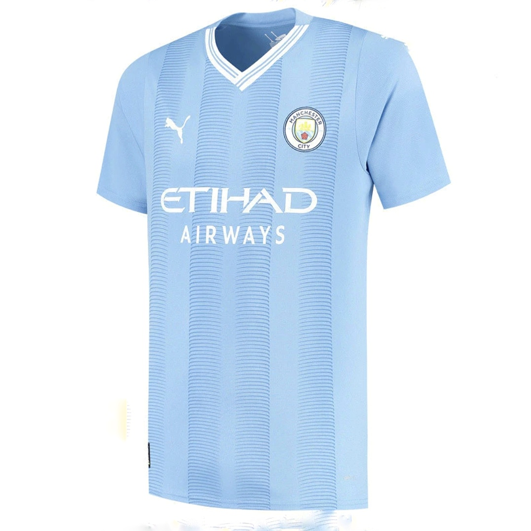 Camiseta  Manchester City  F. C.  Hombre Local  23/24 Versión Jugador con Parche UCL  Talla 