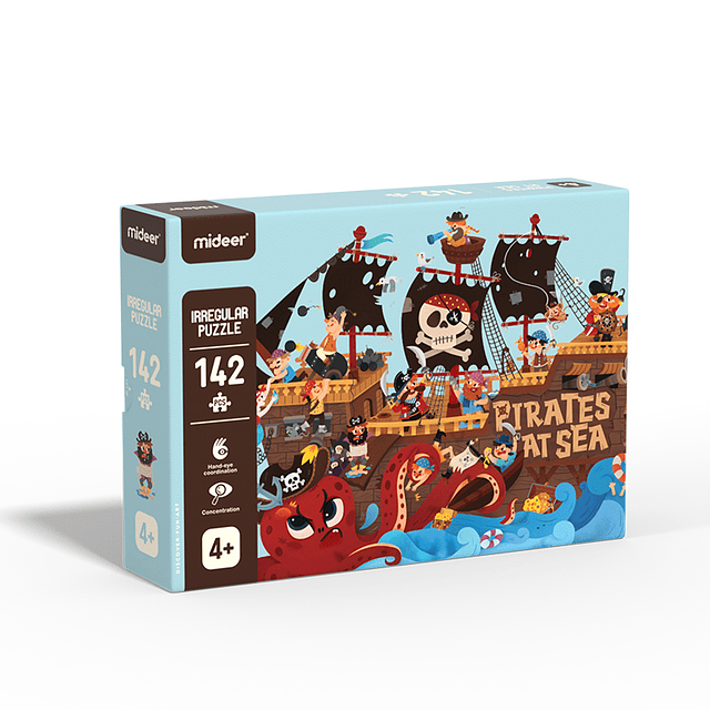 Puzzle Irregular Barco Pirata- 142 Piezas - Mideer