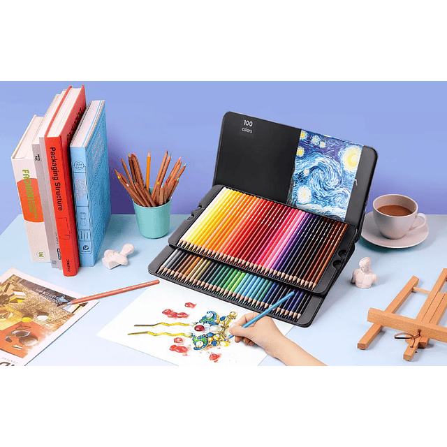 Set 100 lápices de colores premium - caja metálica