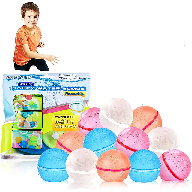 8 Bombas De Agua Reutilizables De Silicona – Llenado Rápido, Con Bolsa De Malla, Juguetes De Verano Para Niños Y Adultos