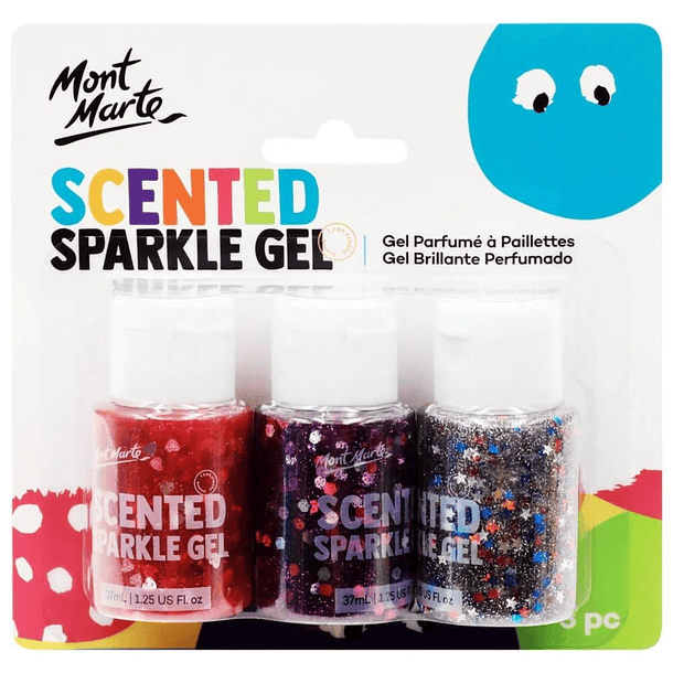 Set 3 gel glitters perfumados mont marte 1