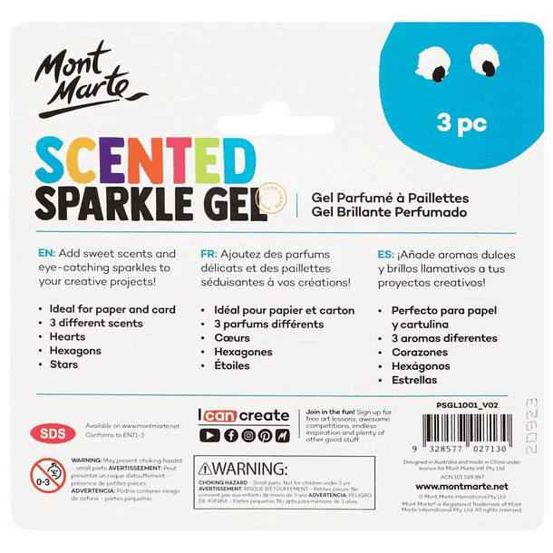 Set 3 gel glitters perfumados mont marte 2