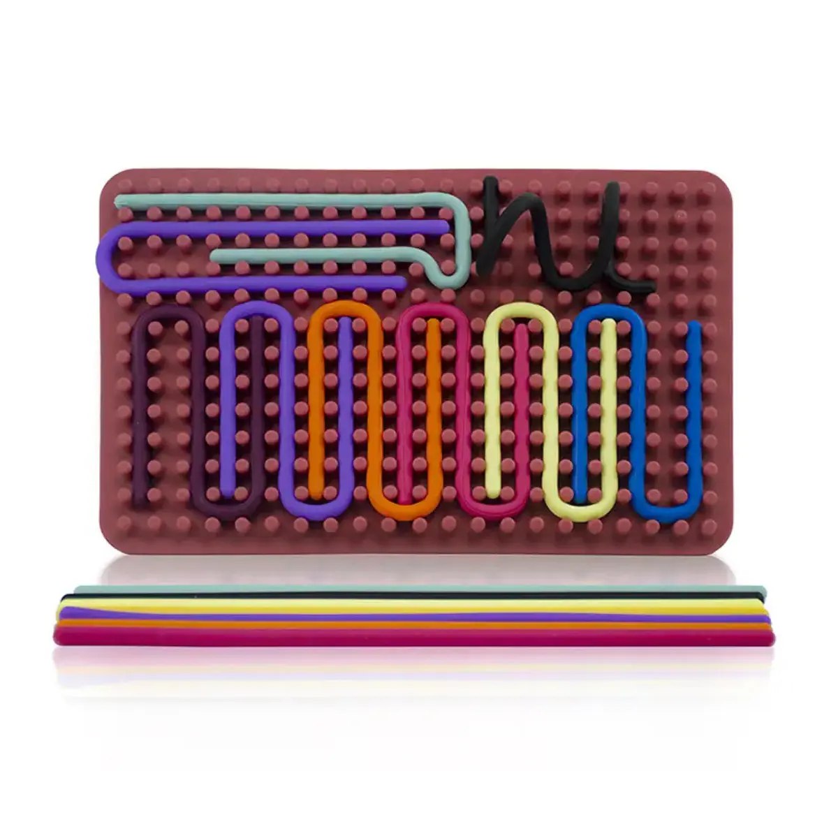 Tablero Sensorial De Silicona De Doble Cara – Juguete Montessori Anti-estrés Con 12 Cuerdas – Ideal Para TDAH, Autismo Y Alivio De Ansiedad (Helado)