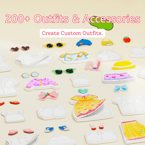 Diseño de vestuario con 200 stickers coloreables 3