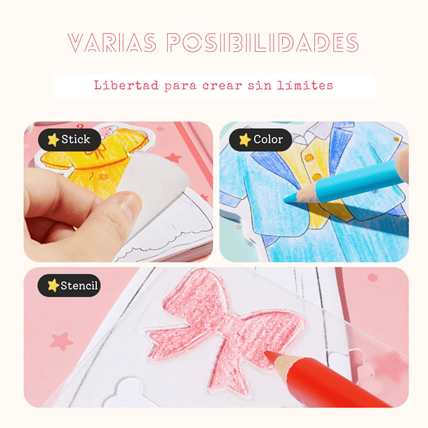 Diseño de vestuario con 200 stickers coloreables 4