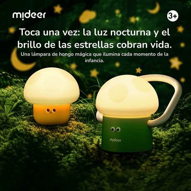 Lámpara y luz de noche recargable con forma de honguito 7