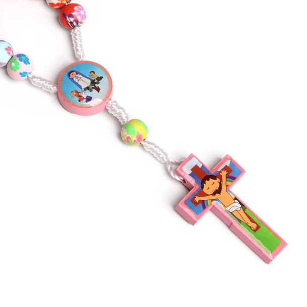 Rosario Católico De Madera Para Niños Con Estuche Premium