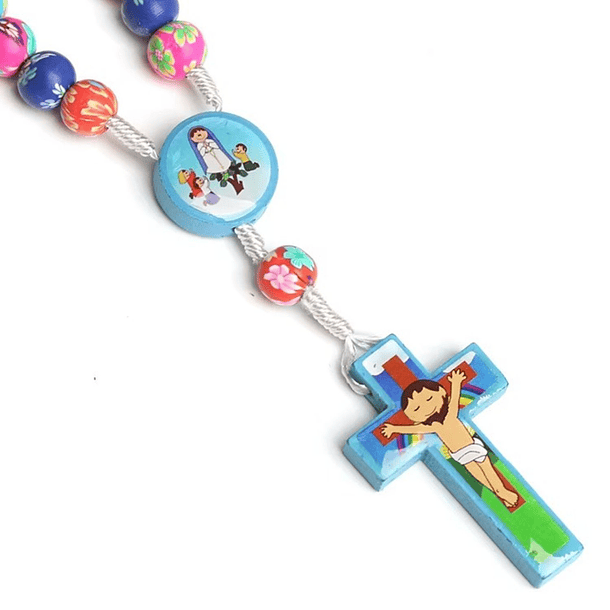 Rosario Católico De Madera Para Niños Con Estuche Premium