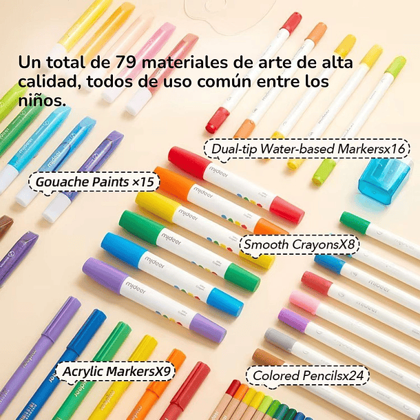 Maleta de arte portátil premium con 79 piezas Mideer 3