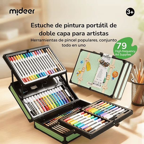Maleta de arte portátil premium con 79 piezas Mideer 4