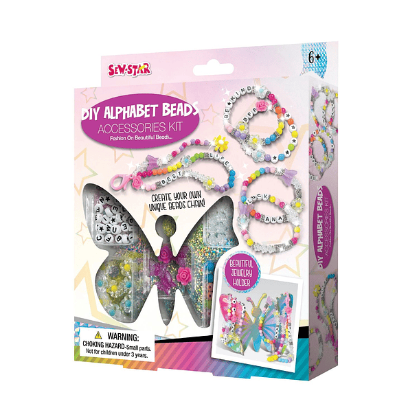 Pulseras con letras y porta joyas de mariposa