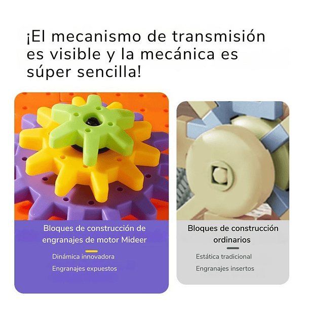 Bloques de construcción y engranajes con motor 3