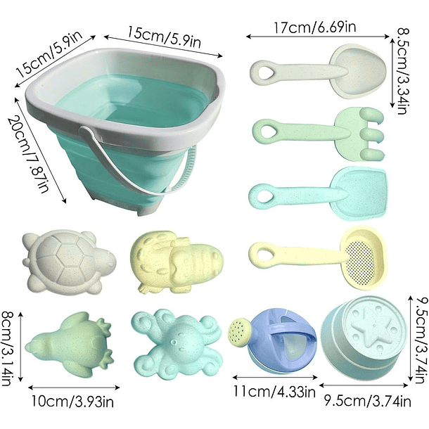 Balde de playa plegable con 10 accesorios 3