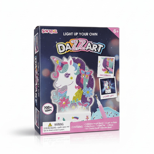 Decora tu lámpara de unicornio con diamantes
