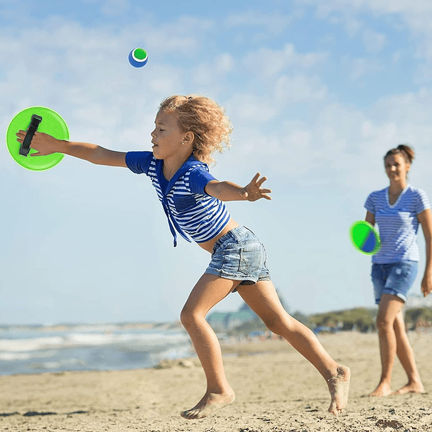 Set de 4 paletas de playa con velcro atrapa la pelota