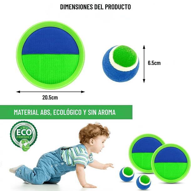 Set de 4 paletas de playa con velcro atrapa la pelota 6