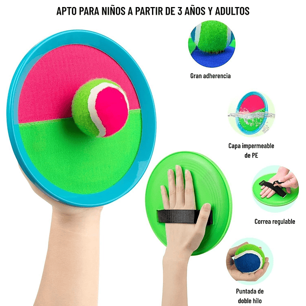 Set de 4 paletas de playa con velcro atrapa la pelota 4