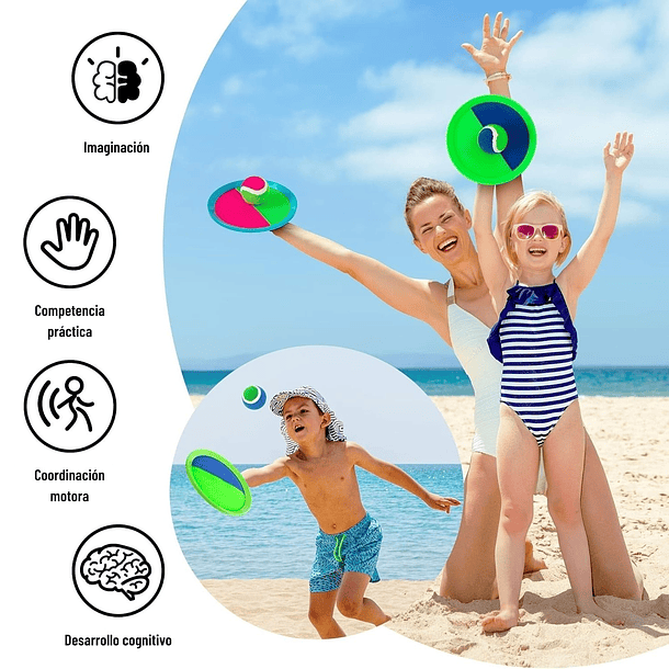 Set de 4 paletas de playa con velcro atrapa la pelota 5