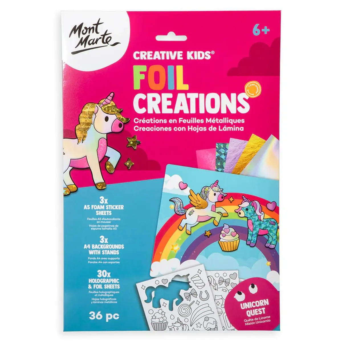 Kit De Arte Con Papel Aluminio Para Niños – 16 Plantillas De Unicornio Y Princesa, Set De Manualidades Sin Desorden, Regalo Creativo Para Niños De 3+ Años