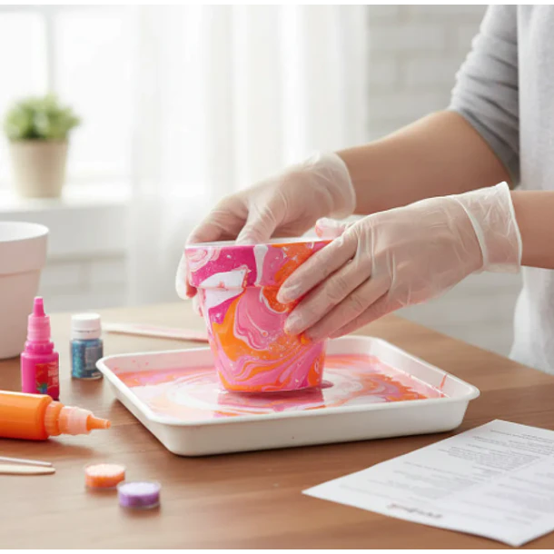 Kit de arte Decora tu Macetero con Pintura Marmoleada  3