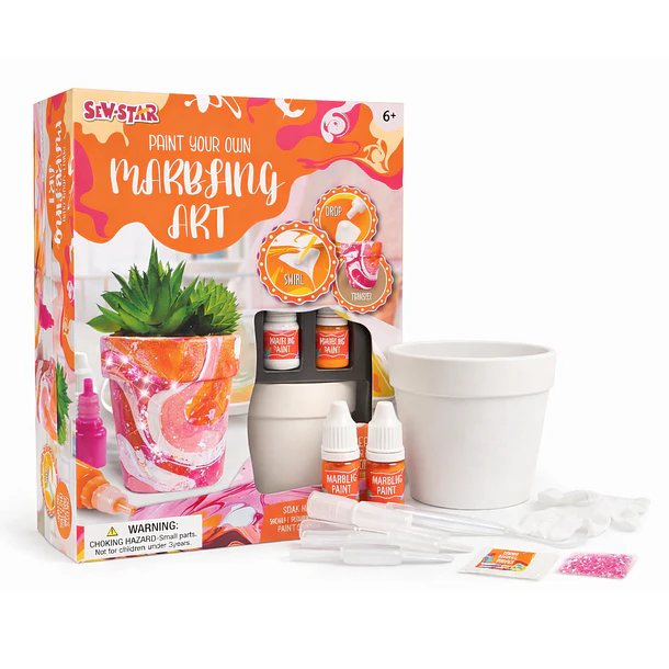 Kit de arte Decora tu Macetero con Pintura Marmoleada  6