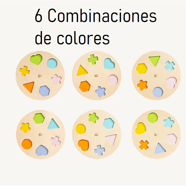 Puzzle de Encaje Giratorio Montessori - 36 Figuras de Madera y Colores 2