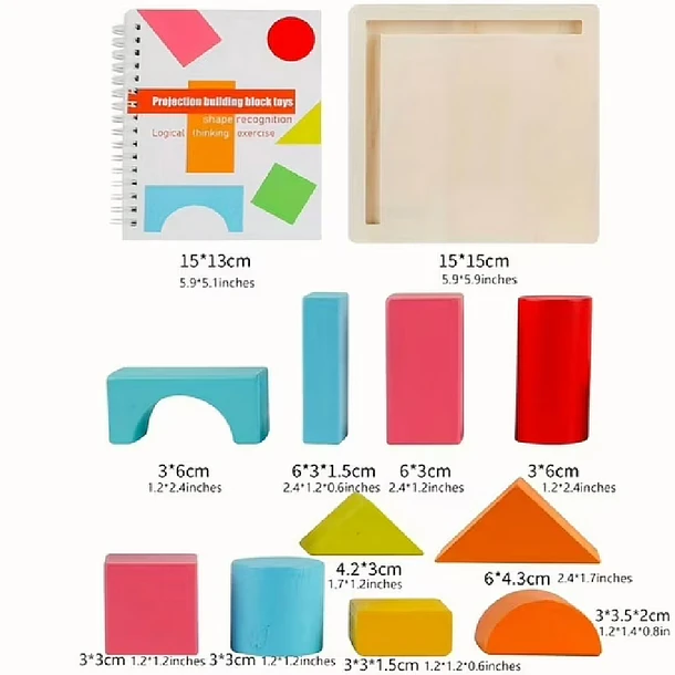 Juego de Bloques de Madera: Desafío de Percepción Espacial y Sombras 3D 4