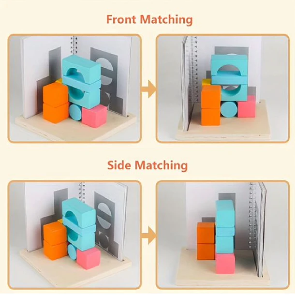 Juego de Bloques de Madera: Desafío de Percepción Espacial y Sombras 3D 7