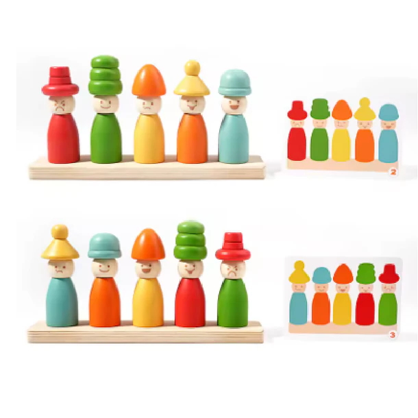 Juego de Madera Montessori: Clasificación de Colores, Formas y Patrones 3