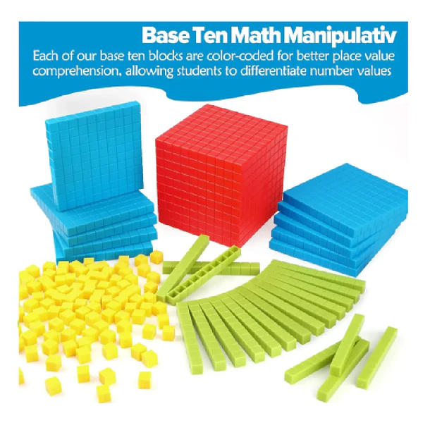 Set Base 10: Bloques Didácticos para Matemáticas - Kit de 121 Piezas Conectables