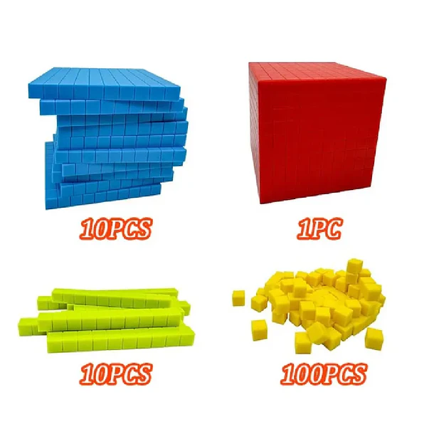 Set Base 10: Bloques Didácticos para Matemáticas - Kit de 121 Piezas Conectables 3