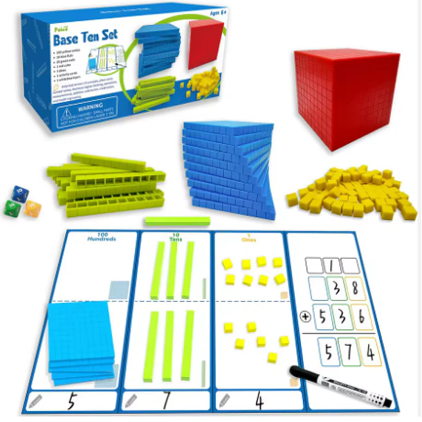 Set Base 10: Bloques Didácticos para Matemáticas - Kit de 121 Piezas Conectables 5