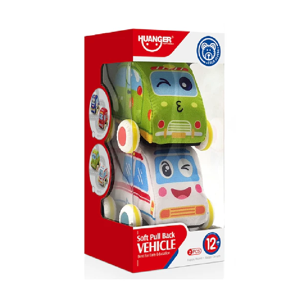 Set de 2 Autos de Peluche para Bebés - Vehículos de Tela Blandos y Seguros