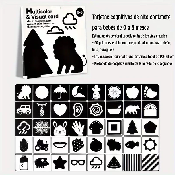 Set tarjetas de estimulación visual para bebés 0-36 meses 11