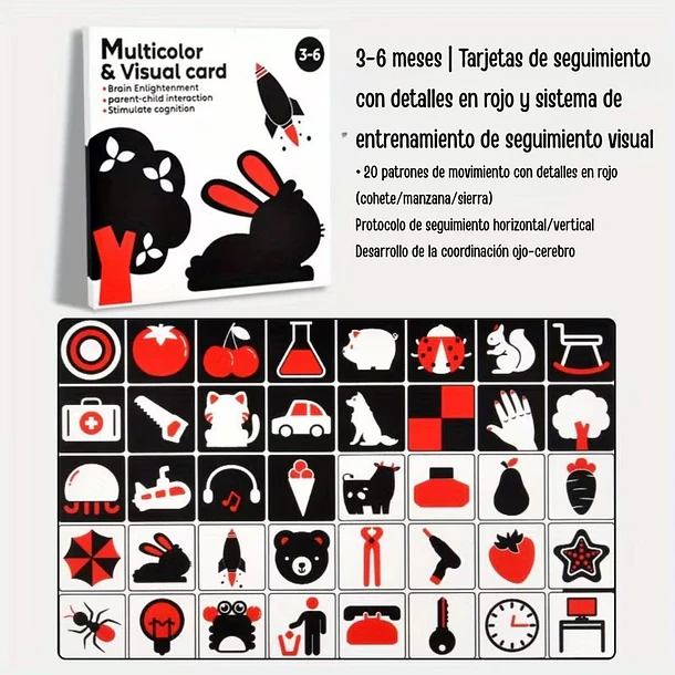 Set tarjetas de estimulación visual para bebés 0-36 meses 13