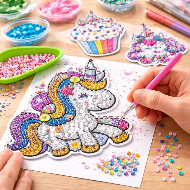 Set de Arte con Diamantes  – Más de 1.000 Diamantes, 12 Stickers y Accesorios para Niñas desde 8 Años 4