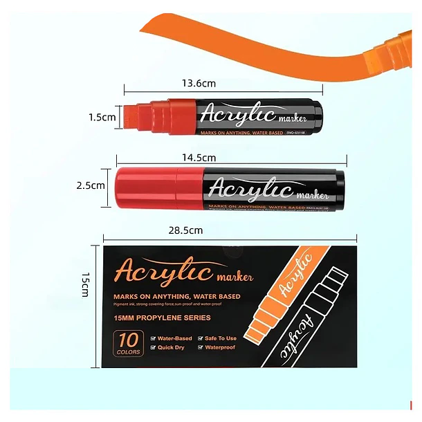  Marcadores de Pintura Acrílica Jumbo – Punta 15mm, Tinta Permanente e Impermeable para Múltiples Superficies 4